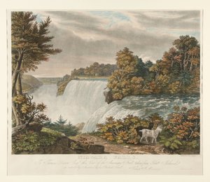 Cascate del Niagara. A Thomas Dixon Esq. è rispettosamente dedicata questa veduta della cascata americana, ripresa da Goat Island da William James Bennett