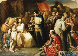 Scena nella Tenda di Edoardo il Principe Nero dopo la Battaglia di Poitiers: "Trattò il Re Giovanni come un Ospite Onorato, Quando al Banchetto Si Sedette, Perché con Aria Riverente e Fronte Scoperta, Il Principe Lo Servì" da William James Grant