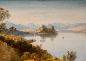Montagne albanesi con Corfù in lontananza da William James Linton