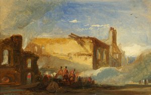 Rivolte di Bristol: Rovine di magazzini in Prince Street, con truppe a cavallo, c.1831 da William James Muller