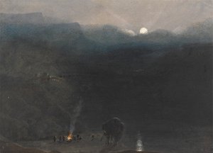 Mauritius - Chiaro di luna, con fuoco di carbonai nella gola del fiume nero da William John Chamberlayne