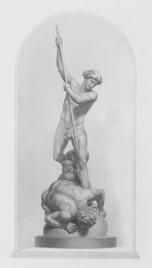 Michele e Satana, dal gruppo in marmo di Flaxman, RA, inciso da W Roffe da William John Roffe