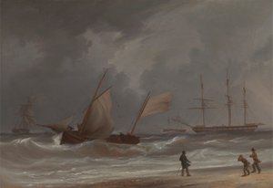 Un lugger che si dirige a riva in una tempesta da William Joy