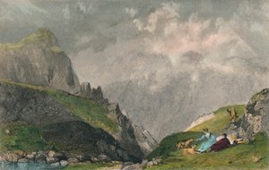 Vista dai Langdale Pikes, guardando verso Bowfell, Westmorland, 1835 da William Kelsall