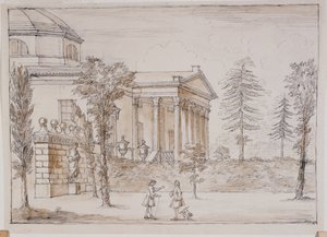 Chiswick, vista della villa dal lato della statua di Palladio