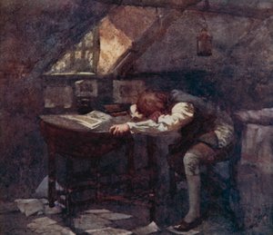 Illustrazione per Il villaggio abbandonato di Oliver Goldsmith (litografia a colori) da William Lee Hankey