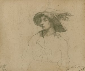 Studio per un ritratto di una donna seduta con cappello da William Lee Hankey