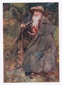 Il mendicante a lungo ricordato era suo ospite, la cui barba discendente sfiorava il suo petto invecchiato da William Lee Hankey