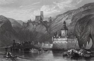 Caub, Castello di Gutenfels e il Pfalz, Reno da William Leighton (after) Leitch