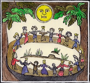 Un cerchio di streghe che danzano sotto una luna piena, XIX o inizio XX secolo da William Linnell