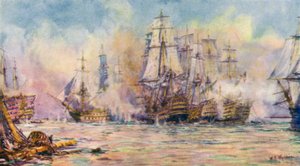 Battaglia di Trafalgar da William Lionel (after) Wyllie