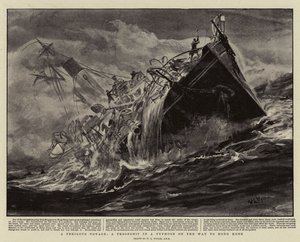 Un viaggio pericoloso, una nave truppa in un tifone sulla strada per Hong Kong da William Lionel Wyllie