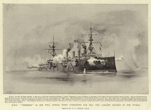 HMS Terrible come Apparirà quando completata per il Mare, il Più Grande Incrociatore del Mondo da William Lionel Wyllie