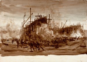 Navi di ferro in costruzione, c.1910 da William Lionel Wyllie