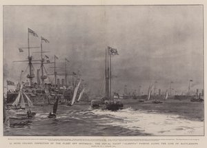 Ispezione della flotta di Li Hung Chang al largo di Spithead, il Royal Yacht Alberta che passa lungo la linea delle navi da battaglia