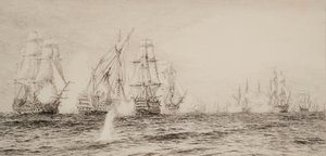 Navi, quattro alberi, impegnate in battaglia da William Lionel Wyllie