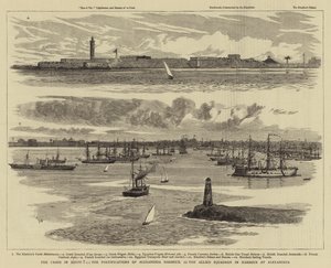La crisi in Egitto, le fortificazioni del porto di Alessandria, la squadra alleata nel porto di Alessandria da William Lionel Wyllie