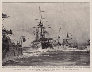 La rivista navale al largo di Kingstown in onore della visita della regina, tattiche a vapore da William Lionel Wyllie