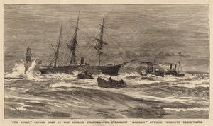 La Recente Tempesta nel Canale della Manica, la Nave a Vapore Hankow fuori dal Frangiflutti di Plymouth