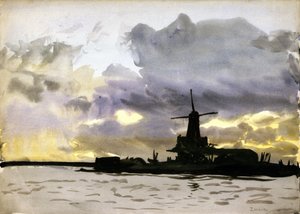 Il mulino a vento a Zaandam, a nord di Amsterdam (Paesi Bassi) da William Lionel Wyllie