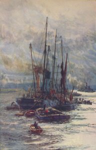 Scarico del carbone nelle chiatte, 1910 da William Lionel Wyllie