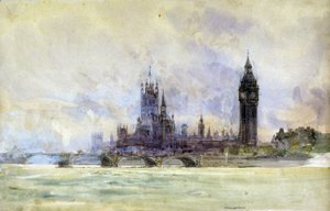 Ponte di Westminster, Parlamento e Big Ben, a Londra da William Lionel Wyllie
