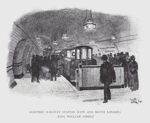 Stazione ferroviaria elettrica, City e South London, King William Street da William Luker