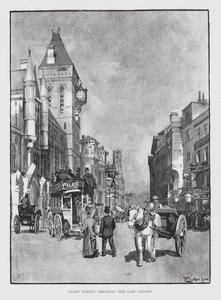 Fleet Street, con vista sui Law Courts da William Luker