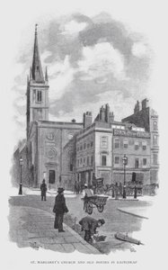 Chiesa di St Margaret e vecchie case a Eastcheap da William Luker