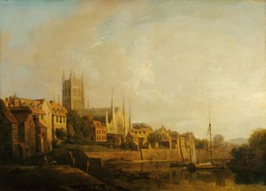 Una vista della cattedrale di Worcester dal fiume da William Marlow