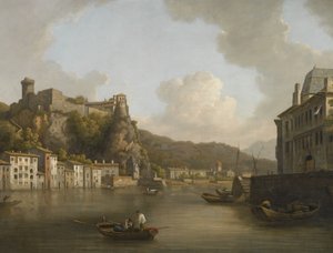 Francese: Une vue du château de Pierre-Scize à Lyon Una veduta del castello di Pierre Encise sul Rodano, Lione da William Marlow