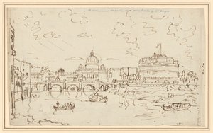 Il Tevere con San Pietro e Castel Sant