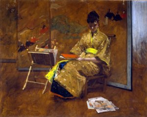 Una ragazza in abito giapponese. Il kimono ca. 1887.