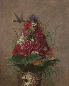 Natura morta floreale con colibrì da William Merritt Chase