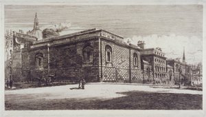 Veduta della prigione di Newgate, Old Bailey, da Newgate Street, Città di Londra, c. 1900 da William Monk