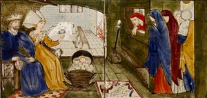Sedici piastrelle formano otto illustrazioni della fiaba 