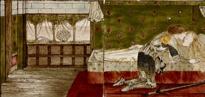 Sedici piastrelle formano otto illustrazioni della fiaba 