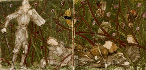 Sedici piastrelle formano otto illustrazioni della storia di 