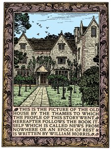 Kelmscott Manor, Gloucestershire, frontespizio di News from Nowhere, c1892 1901 da William Morris