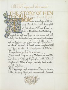 Ms 270* f.1r La storia di Hen Thorir, c.1873-4 da William Morris