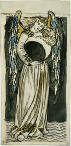 Angelo notturno che regge una luna calante da William Morris