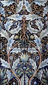 Pannello di rivestimento murale (66 piastrelle) realizzato da William Morris (1834-1896) e William Frend de Morgan (1839-1917) in maiolica. Da Membland Hall per Edward Charles Baring. Chelsea, Inghilterra. 1876-1877 Parigi, Museo d