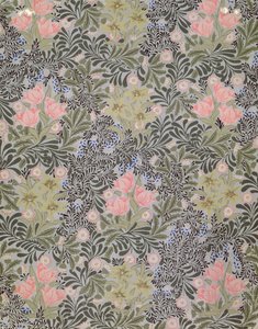 Disegno di carta da parati con tulipani, margherite e caprifoglio