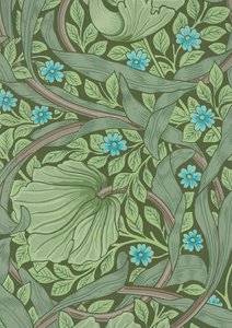 Campione di carta da parati di William Morris con non ti scordar di me, c.1870 da William Morris