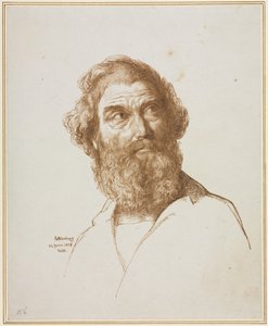 Testa di un Uomo Barbuti che Guarda a Sinistra da William Mulready