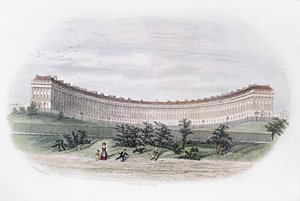Royal Crescent, Bath, dal parco, inciso da J. Shury, c.1840