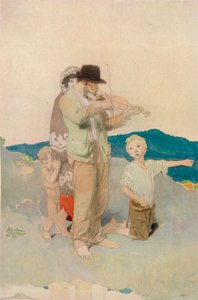 Il violinista, studio per il gruppo centrale nel matrimonio lungo la strada, c. 1923 da William Newenham Montague Orpen