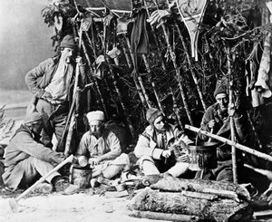 Vita del Trapper in Canada, foto di Nottman, circa 1890
