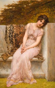 Ritratto di una giovane donna seduta su un sedile di marmo, 1882