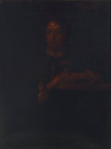 Sarah appoggiata a una ringhiera da William Page